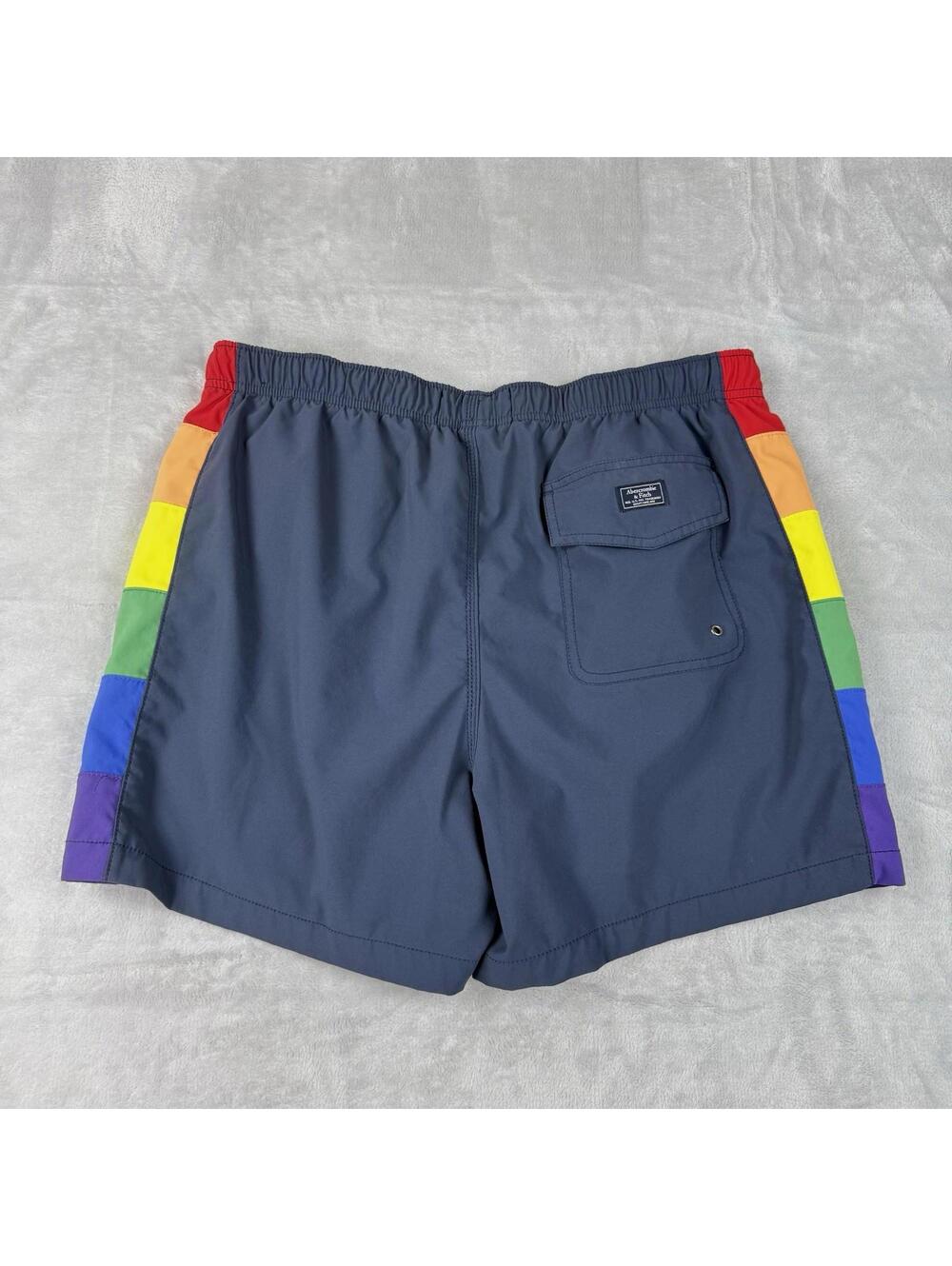 Abercrombie Fitch Swim Trunks Rainbow Stripe Mesh Lined Shorts Men Sz XL Summer - Picture 2 of 9